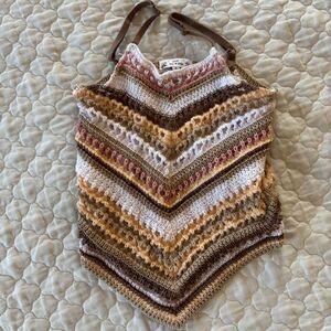 Women's Boho Earthy Crochet Knit Tank Top Size Small
